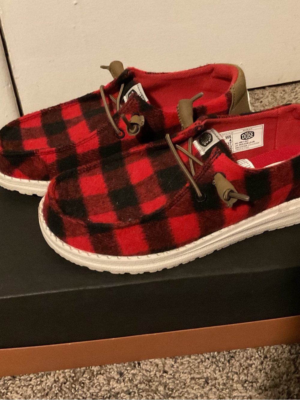 Hey Dude Red & Black Wendy Buffalo Plaid Slip-On Shoes
